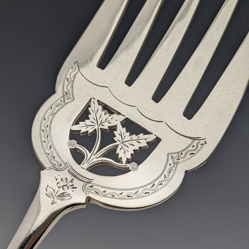 19世紀後半 英国アンティーク シルバープレート製 フィッシュサーバーセット LEE & WIGFULL 木箱入り