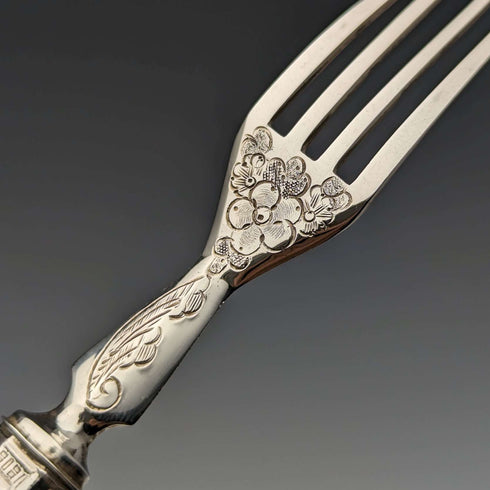 1864年 英国アンティーク 純銀製 デザートカトラリー 12ペアセット 計912g 木箱入り Harrison Brothers & Howson