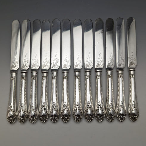 1900年頃 英国アンティーク シルバープレート製 カトラリー 12ペアセット 木箱入り Walker & Hall