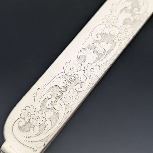 1878年頃 英国アンティーク シルバープレート製カトラリー ナイフ11&フォーク12セット 木箱入り William Gallimore