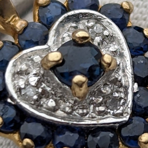 英国ヴィンテージジュエリー K9ゴールド&サファイア ハート型ペンダント ネックレス