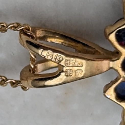 英国ヴィンテージジュエリー K9ゴールド&サファイア ハート型ペンダント ネックレス