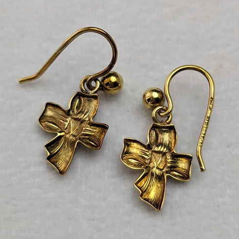 英國復古珠寶 K9 金絲帶設計耳環