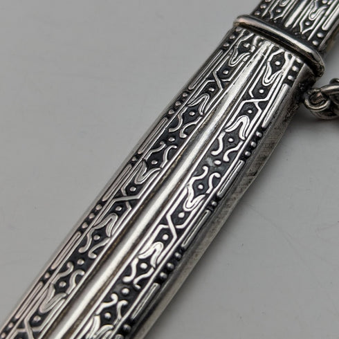 19世紀後半 米国アンティーク 純銀製シャトレーン ボトル、メモ、ペンシル