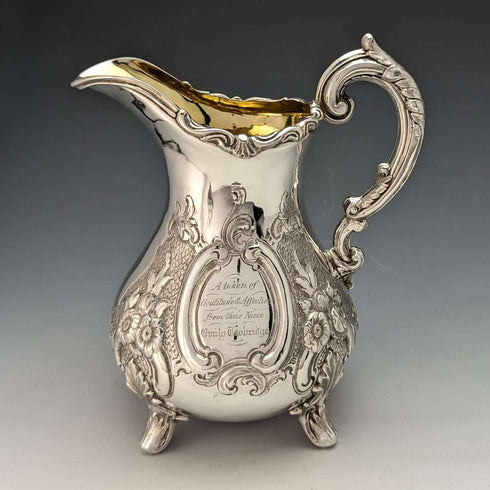 1860年 英国アンティーク 純銀製クリームジャグ 266g Robert Harper