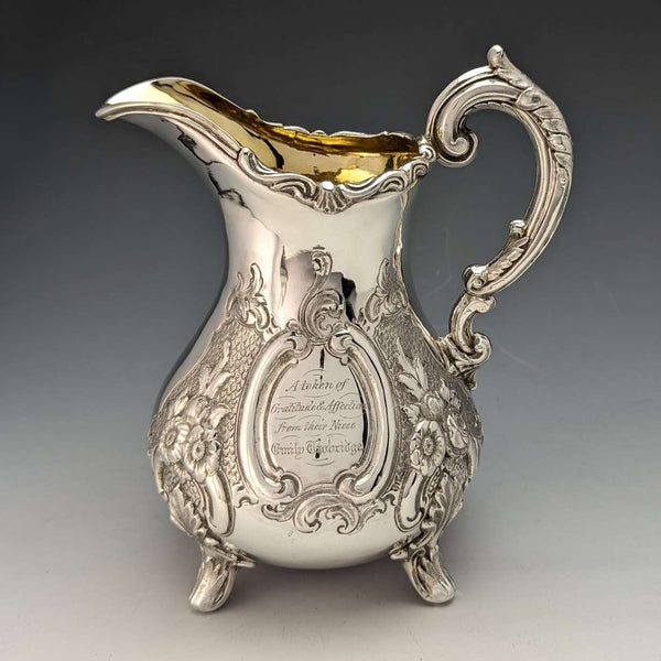 1860年 英国アンティーク 純銀製クリームジャグ 266g Robert Harper