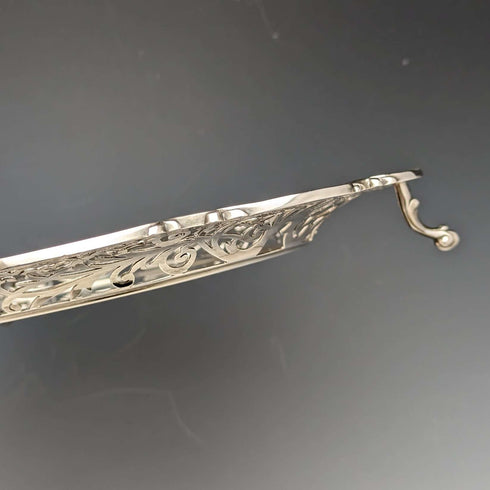 1905年 英国アンティーク 純銀製 ピアス装飾サルヴァ 直径26cm 484g William Mammatt