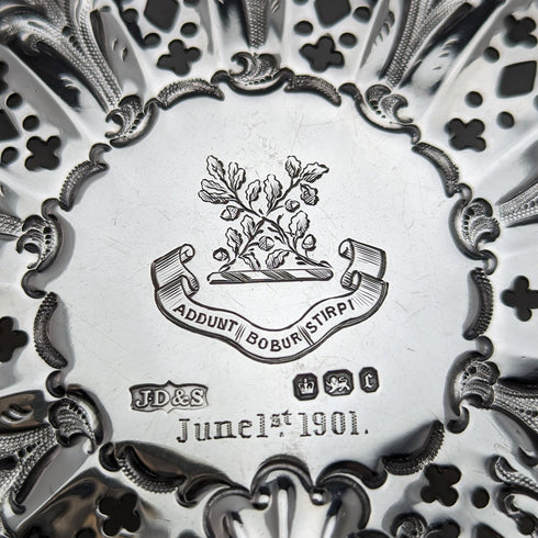 1895 年英國古董純銀貝殼盤帶腿 238 克 James Dixon