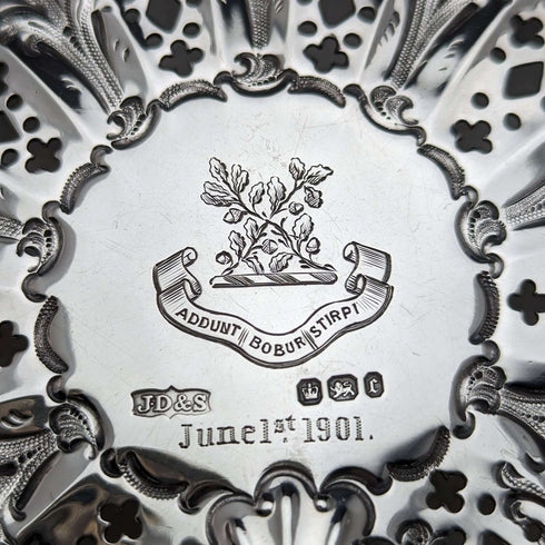 1895 年英國古董純銀貝殼盤帶腿 238 克 James Dixon
