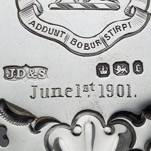 1895 年英國古董純銀貝殼盤帶腿 238 克 James Dixon