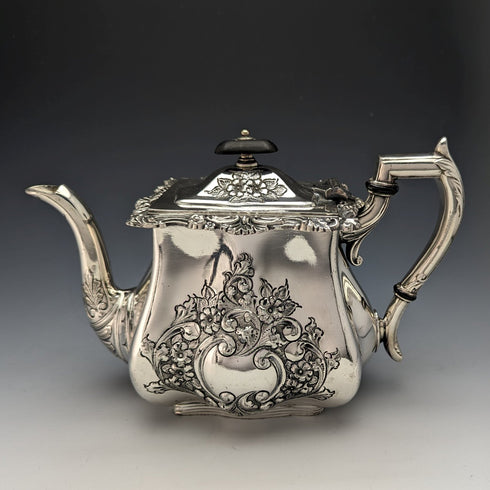 1895 English Antique Silver Plated Teapot Lee & Henry Wigfull