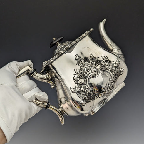 1895 English Antique Silver Plated Teapot Lee & Henry Wigfull