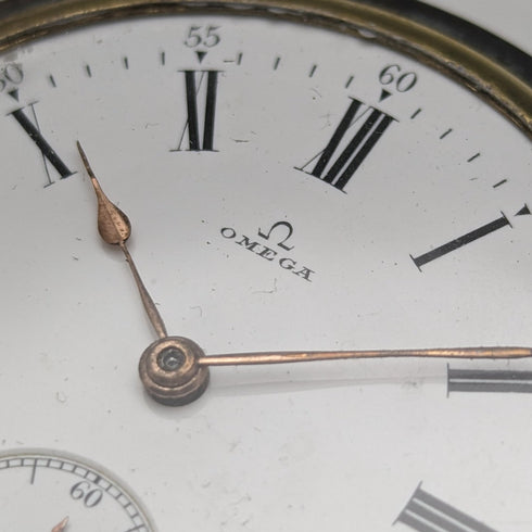 circa 1923 antique omega pocket watch gunmetal hunter case works well