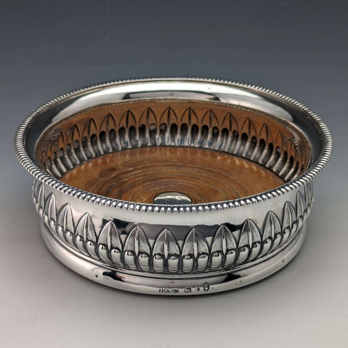 1808年 英国アンティーク ジョージアン 純銀製 ボトルコースター 255g JOHN ROBERTS