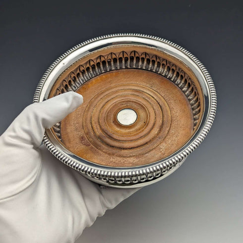1808年 英国アンティーク ジョージアン 純銀製 ボトルコースター 255g JOHN ROBERTS