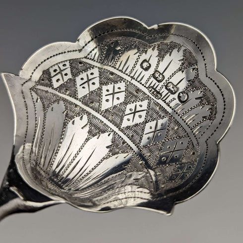 1873年 英国アンティーク 純銀製ティーキャディースプーン HILLIARD & THOMASON