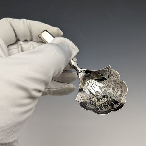 1873 British Antique Sterling Silver Tea Caddy Spoon HILLIARD & THOMASON