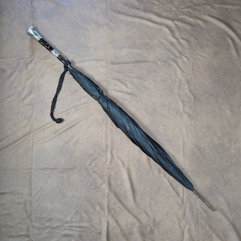 1905年 英国アンティーク 紳士用アンブレラ 純銀&べっ甲風樹脂ハンドル 86cm S.FOX&Co.