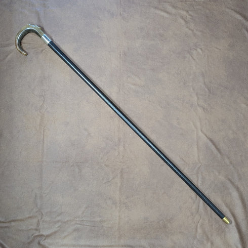 1927 British Vintage Men's Cane Sterling Silver Decoration Curved Horn Handle 92cm