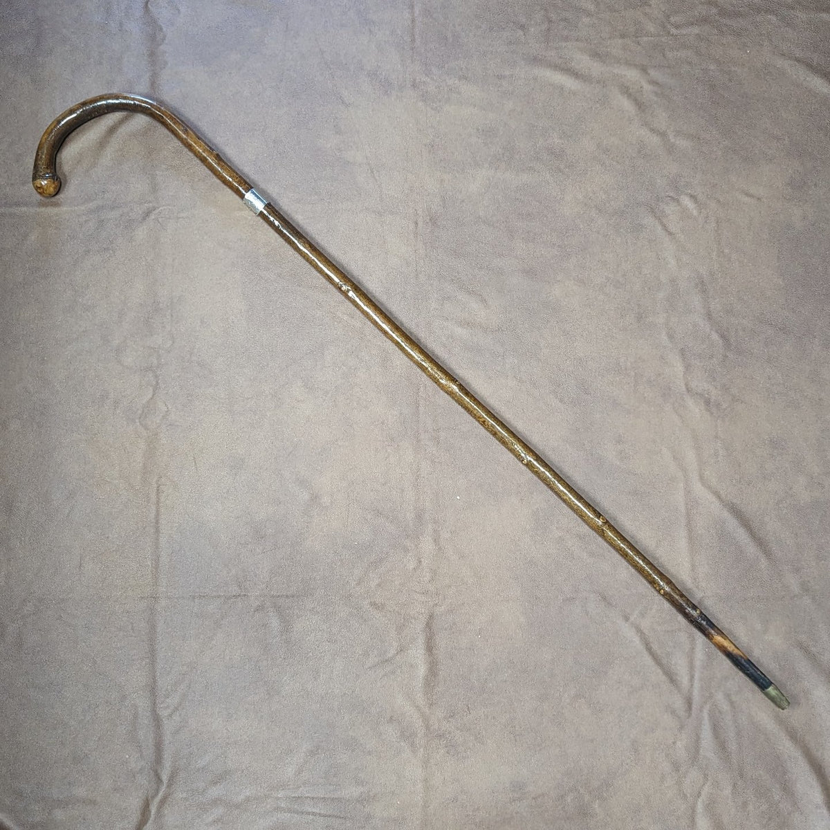 1919年 英国アンティーク 紳士用ステッキ 杖 純銀装飾 曲がりハンドル 88cm
