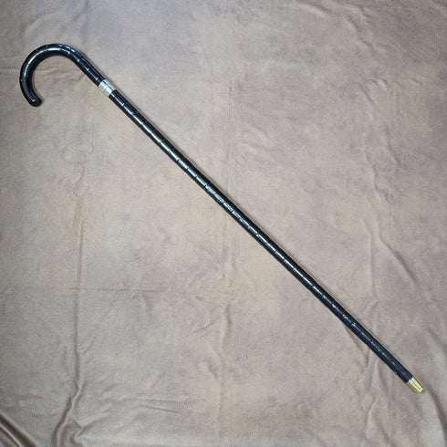 1915年 英国アンティーク 紳士用 ステッキ 杖 純銀装飾 曲がりハンドル 87cm