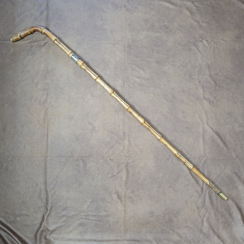 1897年 英国アンティーク 紳士用 バンブーステッキ 杖 純銀装飾 85cm
