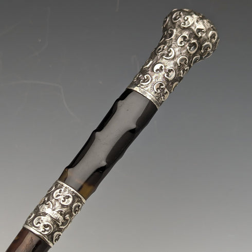 1905年 英国アンティーク 紳士用アンブレラ 純銀&べっ甲風樹脂ハンドル 86cm S.FOX&Co.