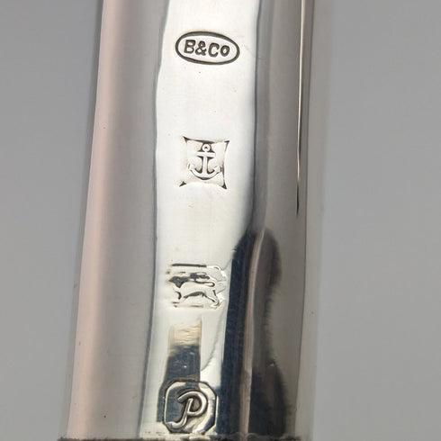 1989 Made in England Fox and Pheasant Decoration Sterling Silver Curved Handle Men's Cane Cane 86cm Broadway & Co