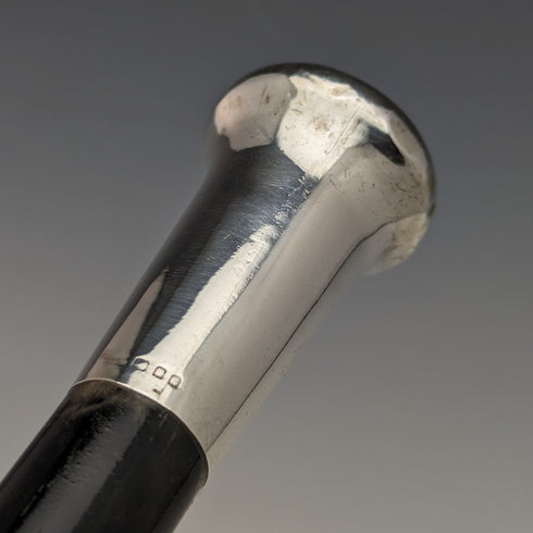 1929年 英国ヴィンテージ 紳士用ステッキ 純銀製 丸ハンドル 91cm