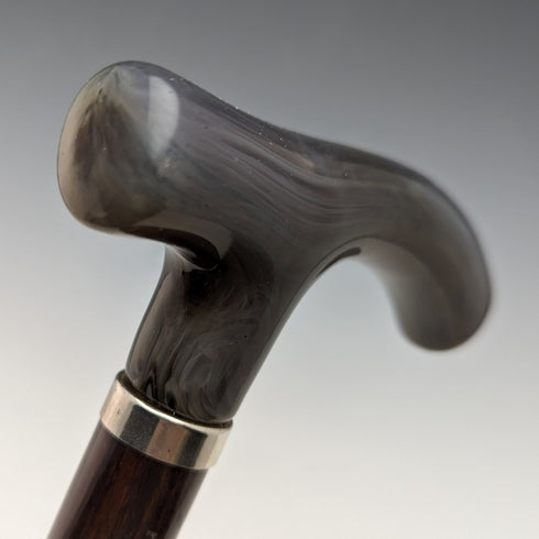英国ヴィンテージ 紳士用ステッキ ホーン風樹脂製クラッチハンドル 95cm