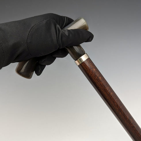 英国ヴィンテージ 紳士用ステッキ ホーン風樹脂製クラッチハンドル 95cm