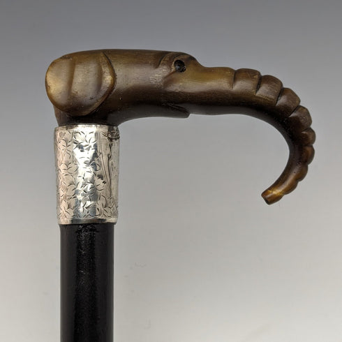 1896年 英国アンティーク 紳士用ステッキ ホーン製エレファントハンドル 86cm