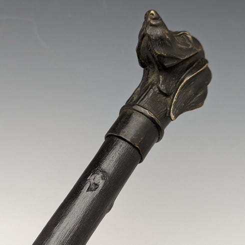 英国ヴィンテージ 紳士用ステッキ 真鍮製ドッグヘッドハンドル 88cm