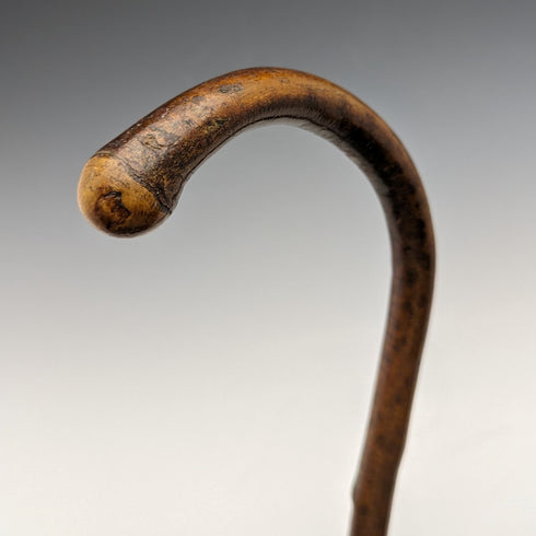 1919年 英国アンティーク 紳士用ステッキ 杖 純銀装飾 曲がりハンドル 88cm