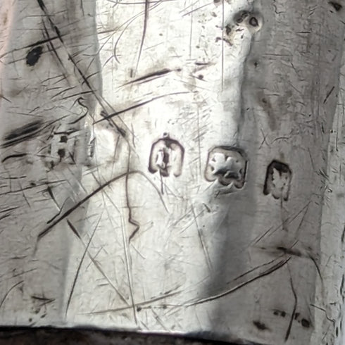 1919年 英国アンティーク 紳士用ステッキ 杖 純銀装飾 曲がりハンドル 88cm