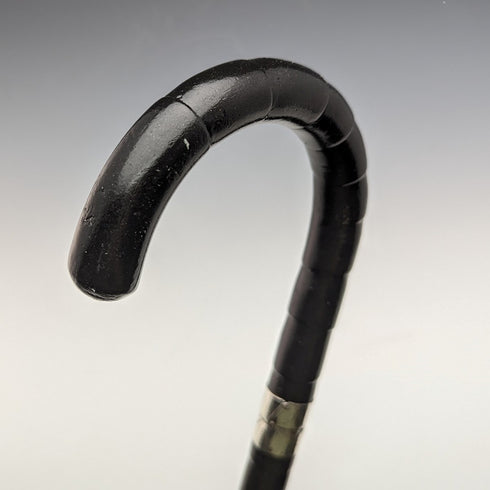 1915年 英国アンティーク 紳士用 ステッキ 杖 純銀装飾 曲がりハンドル 87cm