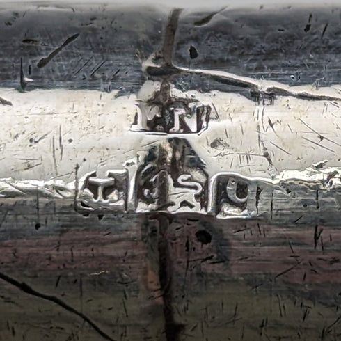 1915年 英国アンティーク 紳士用 ステッキ 杖 純銀装飾 曲がりハンドル 87cm