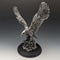 Vintage Silver Color Eagle Figurine Wooden Base
