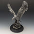 Vintage Silver Color Eagle Figurine Wooden Base