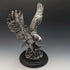 Vintage Silver Color Eagle Figurine Wooden Base