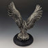 Vintage Silver Color Eagle Figurine Wooden Base