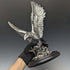 Vintage Silver Color Eagle Figurine Wooden Base