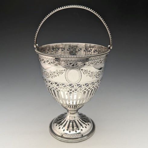 1782 British Antique Georgian Sterling Silver Sugar Basket 190g Robert Hennel