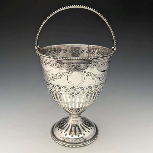 1782年 英国アンティーク ジョージアン 純銀製 シュガーバスケット 190g Robert Hennel