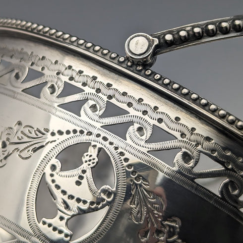 1782 British Antique Georgian Sterling Silver Sugar Basket 190g Robert Hennel