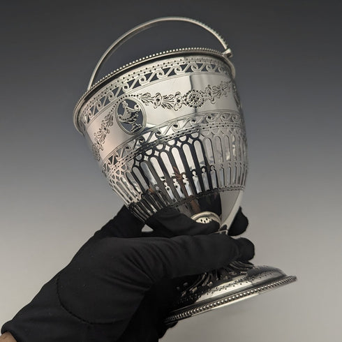 1782 British Antique Georgian Sterling Silver Sugar Basket 190g Robert Hennel