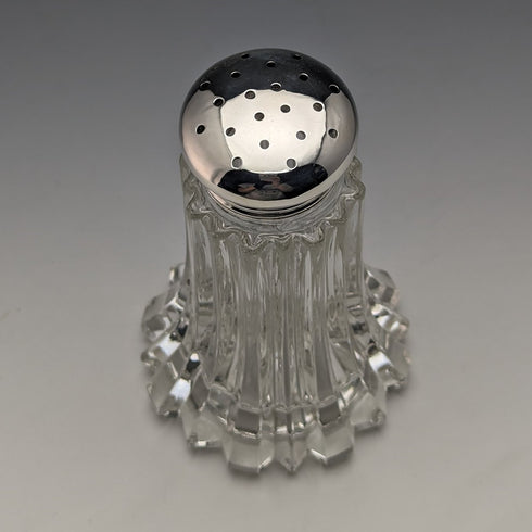 1906 British Antique Cut Glass Condiment Condiment Sterling Silver Lid WW Harrison