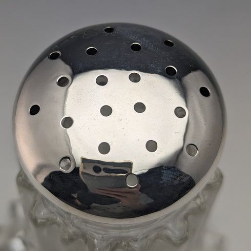 1906 British Antique Cut Glass Condiment Condiment Sterling Silver Lid WW Harrison