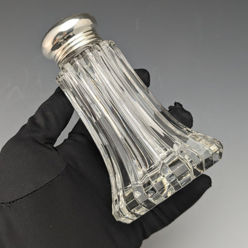 1906 British Antique Cut Glass Condiment Condiment Sterling Silver Lid WW Harrison