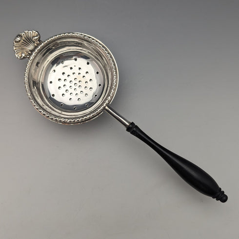 British Vintage Silver Plated Tea Strainer with Wooden Handle